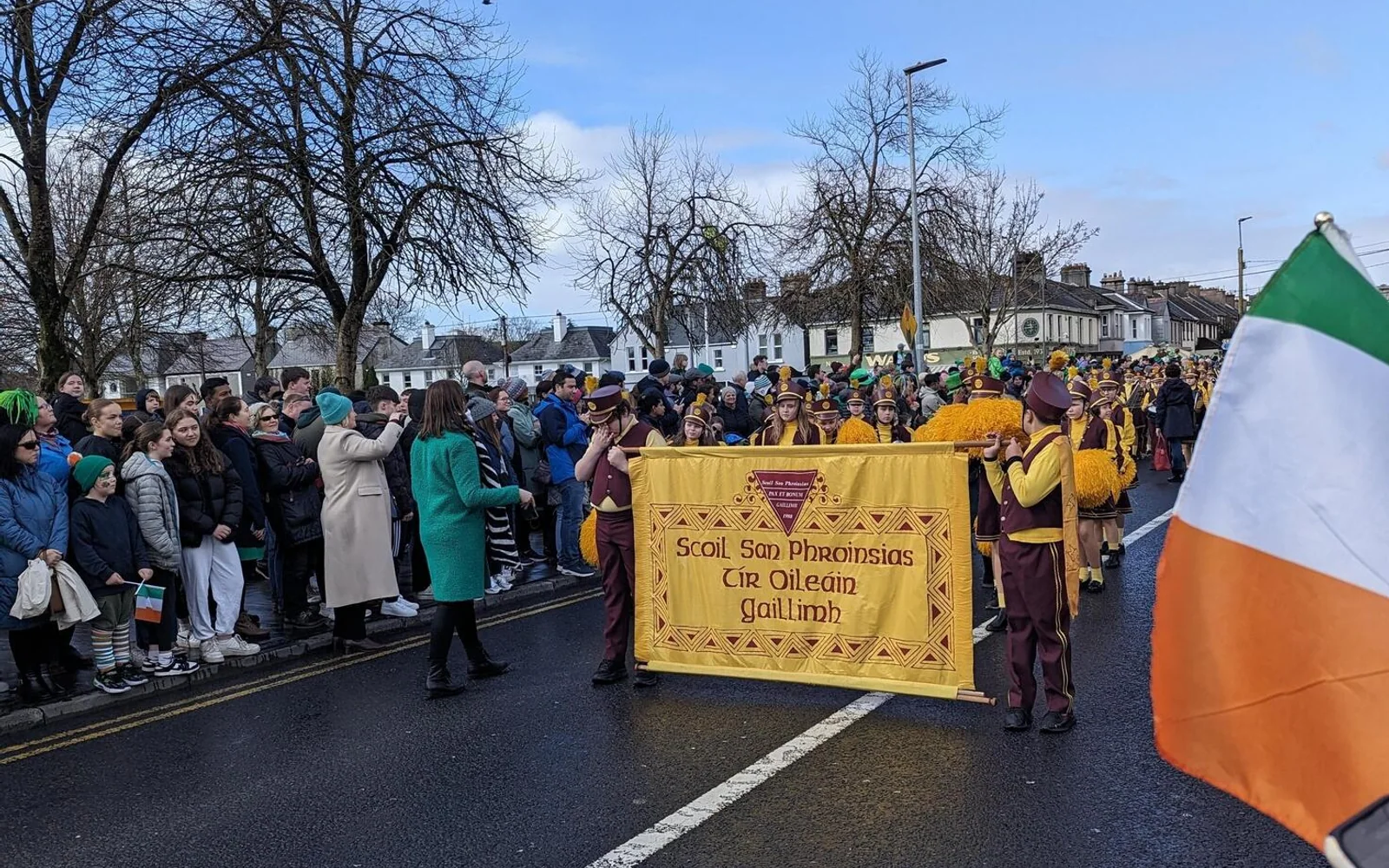 A school band taking part in the St Patrick’s Day parade in Galway