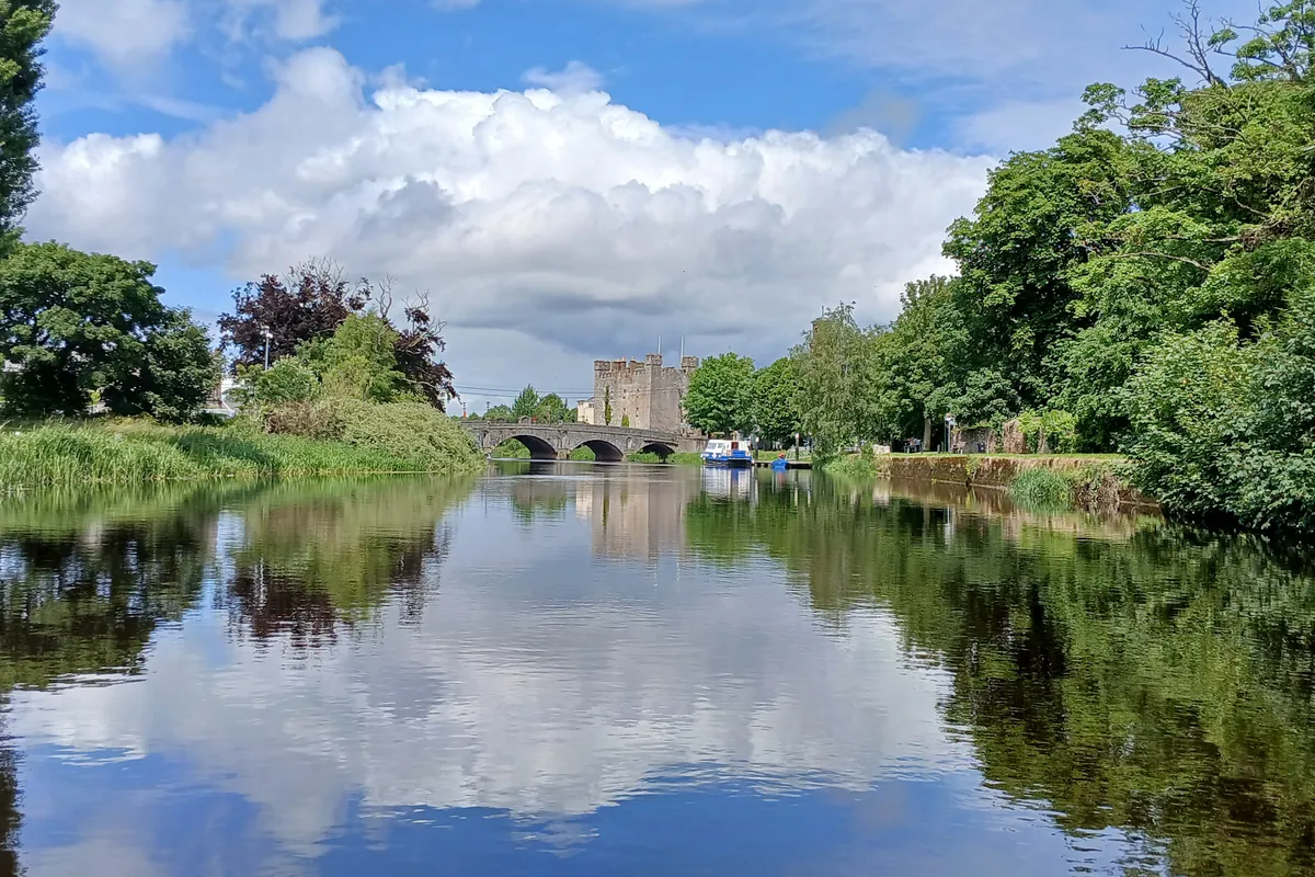 Waterway approaching Athy with White’s Castle in the distance