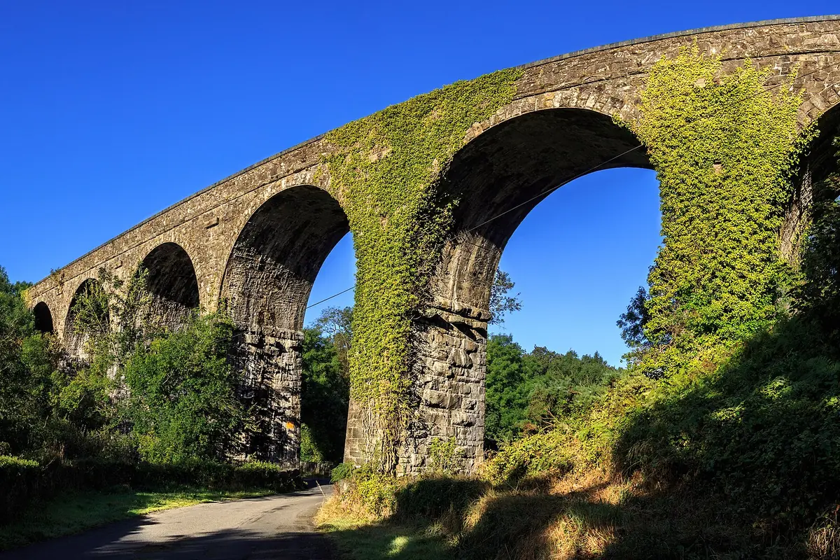 The ivy-covered Durrow Railway Viaduct on the Waterford Greenway